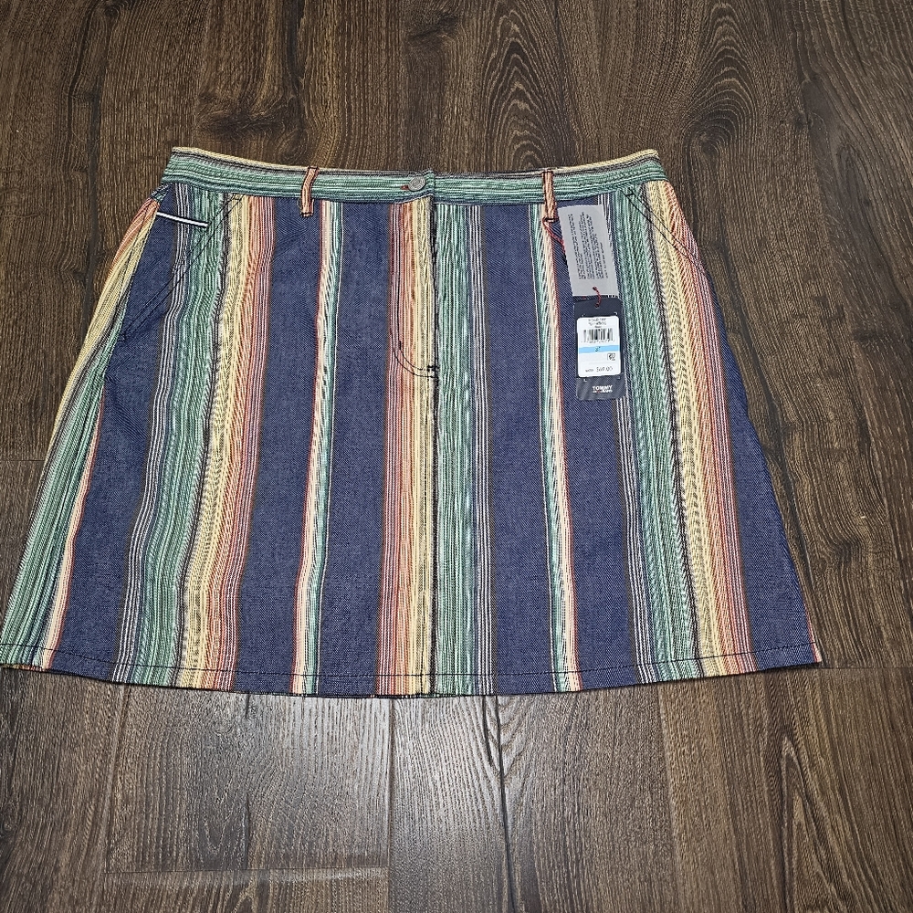 Tommy Hilfiger Women's Multi-Colored Striped Denim Skirt Size 31 Tommy Jeans